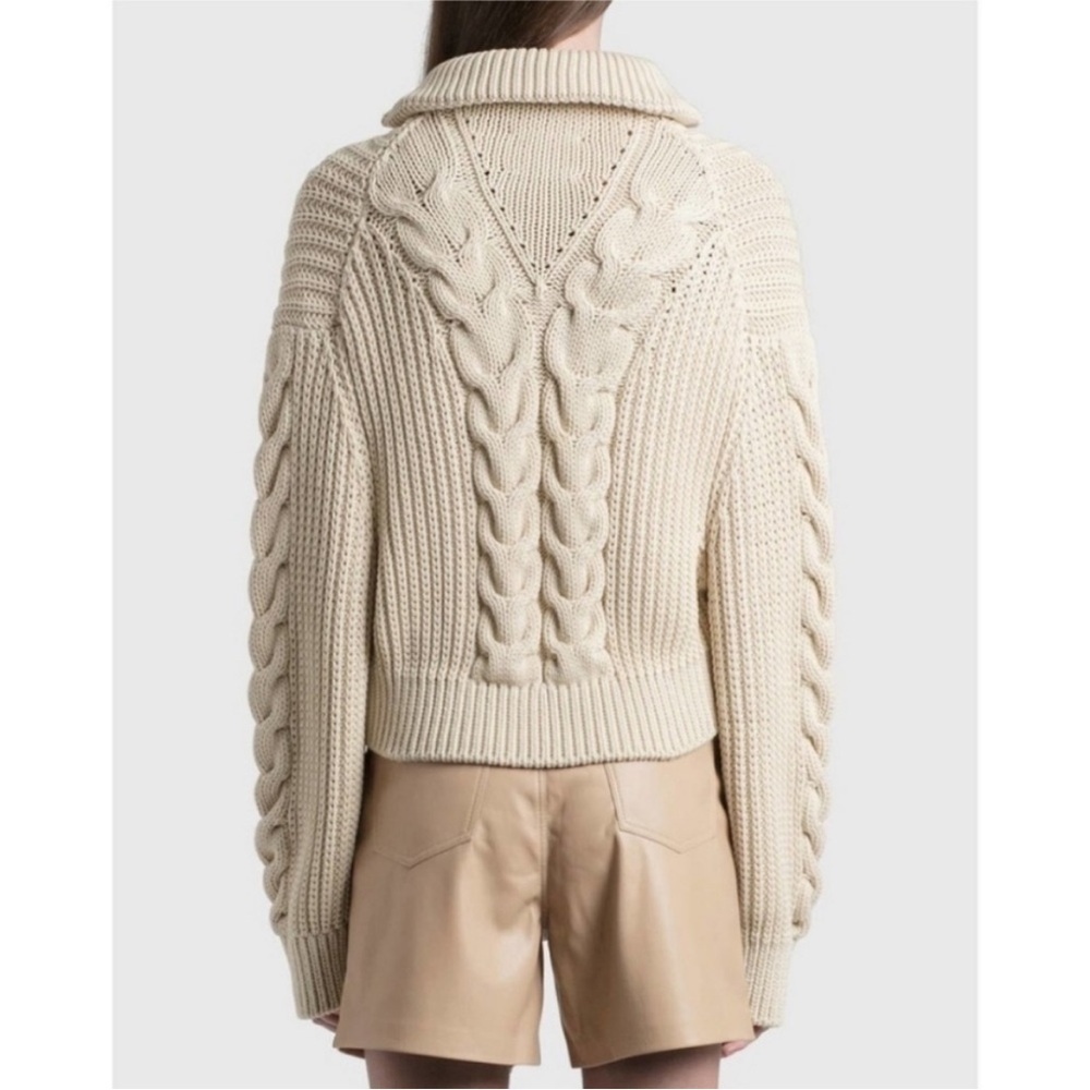 NANUSHKA Cotton Half Zip Chunky Cable Knit Ribbed Oversized Crop Sweater M - Picture 7 of 16